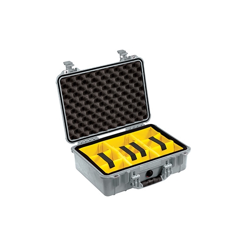 Pelican™ 1500 Case with Padded Dividers (Silver)