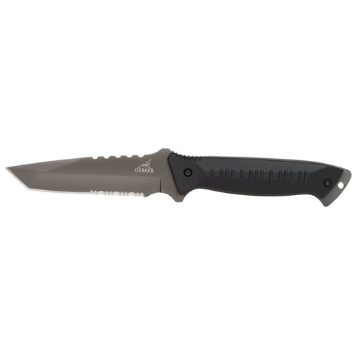 Gerber Tanto, Black Blade & Handle, Camo Nylon Sheath