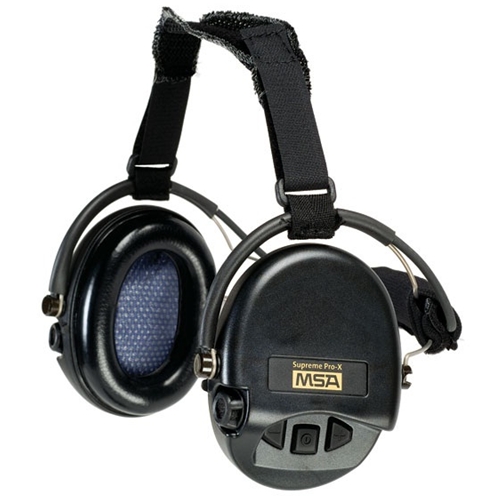 MSA 10082166 Supreme Pro-X Ear Muff, Neckband, Black/Black